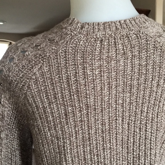 LUCKY BRAND Brown Long Sleeve Cable Knit Pull Over Sweater Wool Blend Women's M - Picture 5 of 7